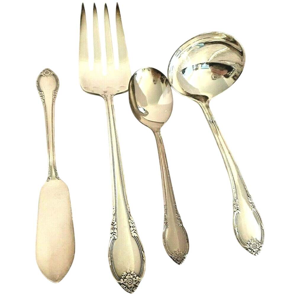 Remembrance Silverplate Flatware 4-pc Hostess Set International Silver 1948